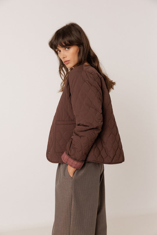 TARTAN-PRINT QUILTED JACKET 1