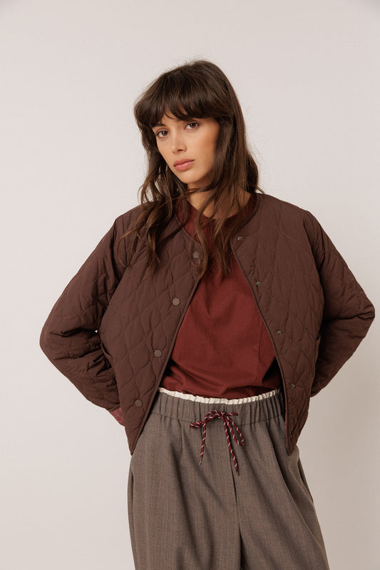 TARTAN-PRINT QUILTED JACKET 4