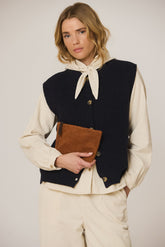 SPLIT-SUEDE TOILETRY BAG