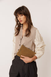 SPLIT-SUEDE TOILETRY BAG