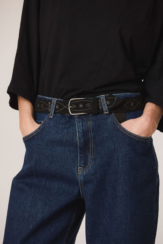 EMBROIDERED LEATHER BELT 1
