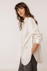 EMBROIDERED POPLIN MAXI SHIRT
