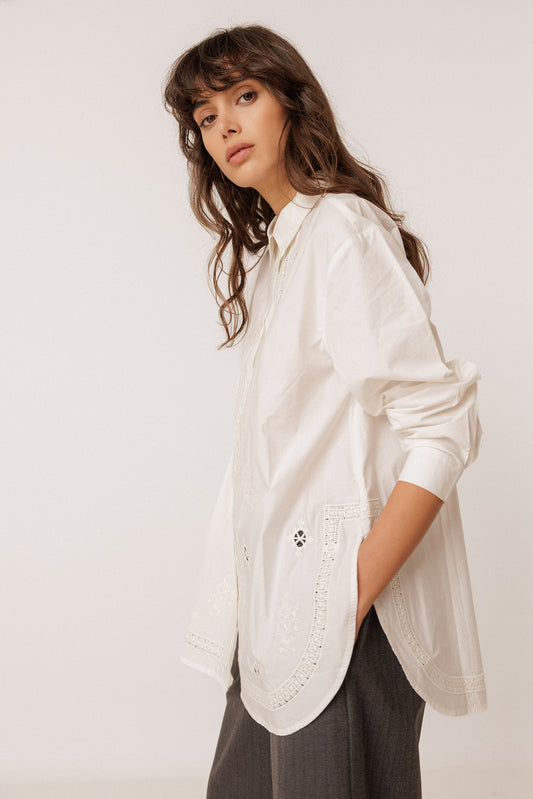 EMBROIDERED POPLIN MAXI SHIRT 1