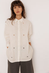 EMBROIDERED POPLIN MAXI SHIRT