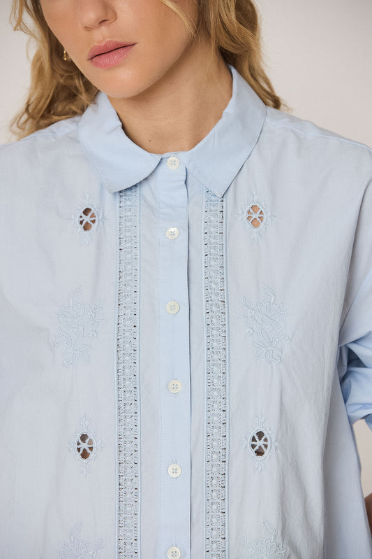 EMBROIDERED POPLIN MAXI SHIRT 5