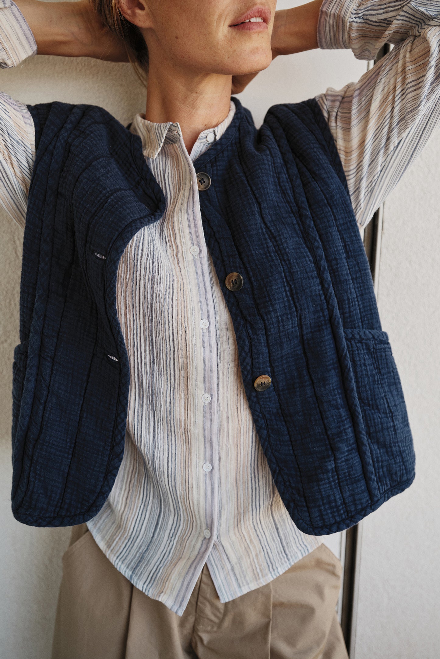 STRIPED DOUBLE-GAUZE SHIRT