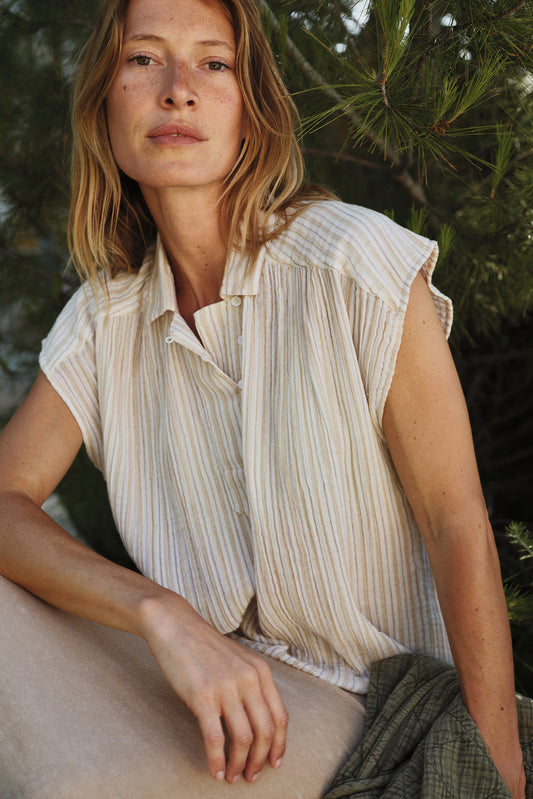 STRIPED DOUBLE-GAUZE BLOUSE 3