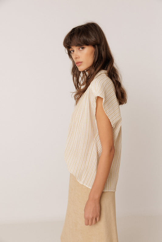 STRIPED DOUBLE-GAUZE BLOUSE 4