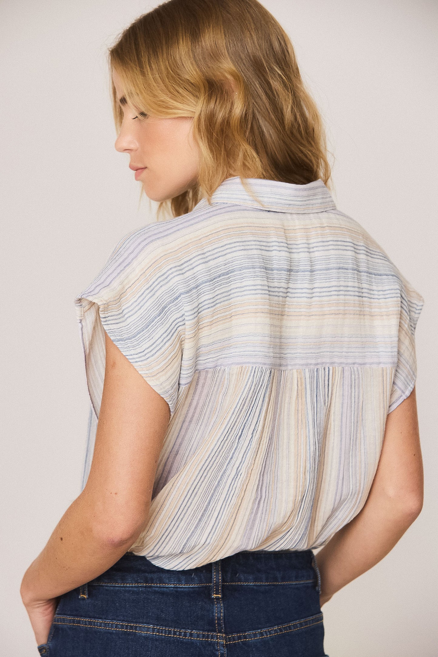 STRIPED DOUBLE-GAUZE BLOUSE