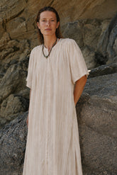 STRIPED DOUBLE-GAUZE DRESS