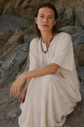 STRIPED DOUBLE-GAUZE DRESS