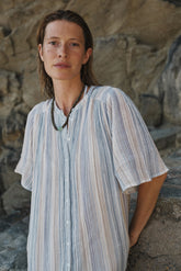 STRIPED DOUBLE-GAUZE DRESS