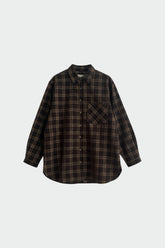OVERSIZE CHECKERED MICRO-CORDUROY SHIRT
