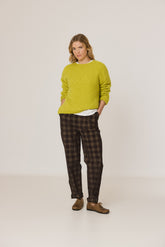 ELASTIC MICRO-CORDUROY CHECKERED PANTS