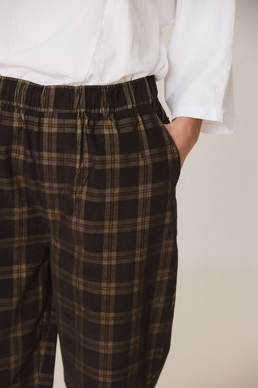 ELASTIC MICRO-CORDUROY CHECKERED PANTS 5