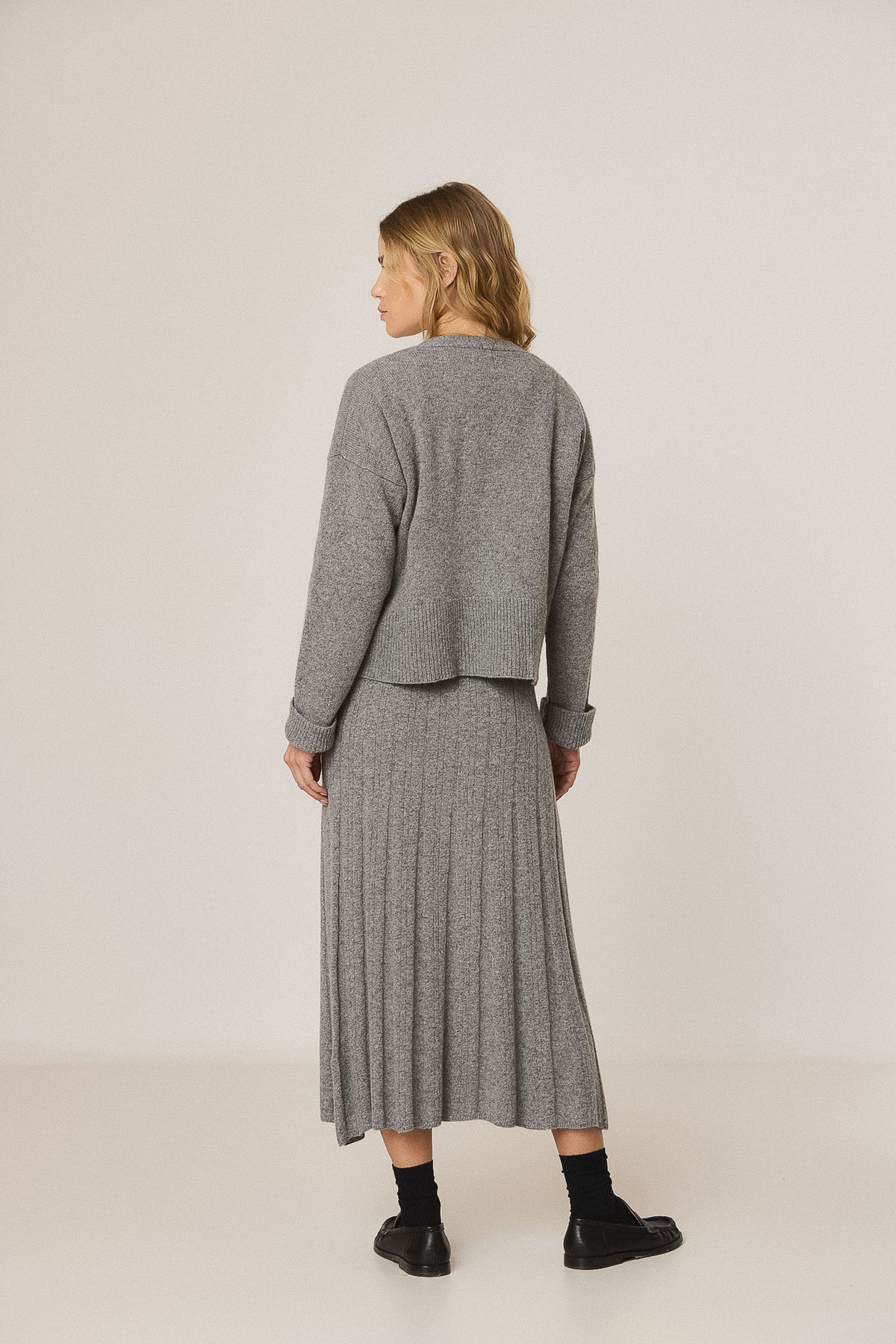 RIBBED MIDI SKIRT WITH CASHMERE