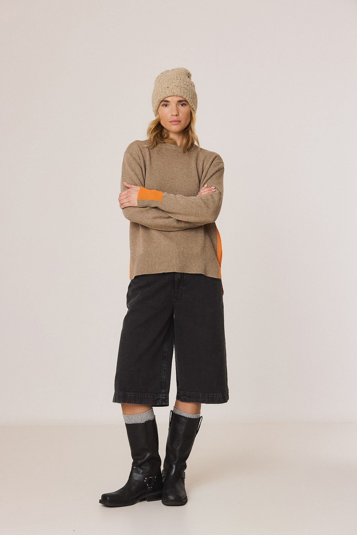 FLUORESCENT-DETAIL SWEATER WITH CASHMERE