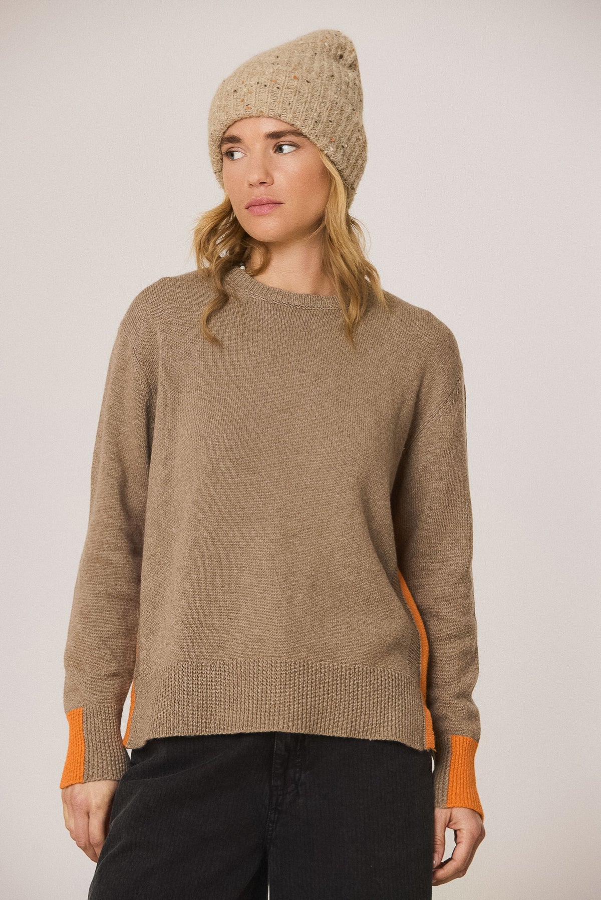 FLUORESCENT-DETAIL SWEATER WITH CASHMERE