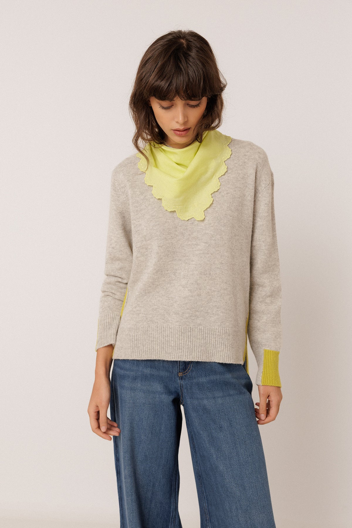 FLUORESCENT-DETAIL SWEATER WITH CASHMERE