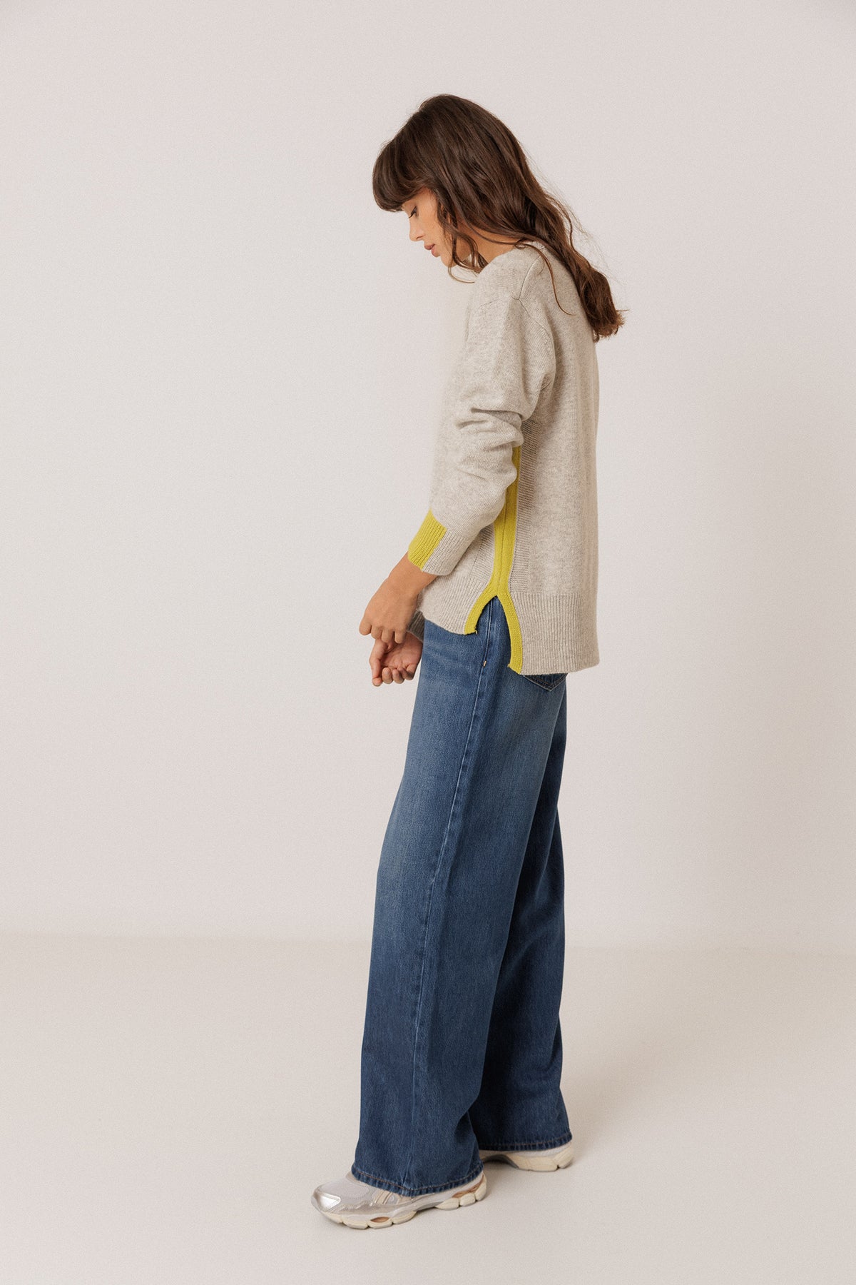 FLUORESCENT-DETAIL SWEATER WITH CASHMERE
