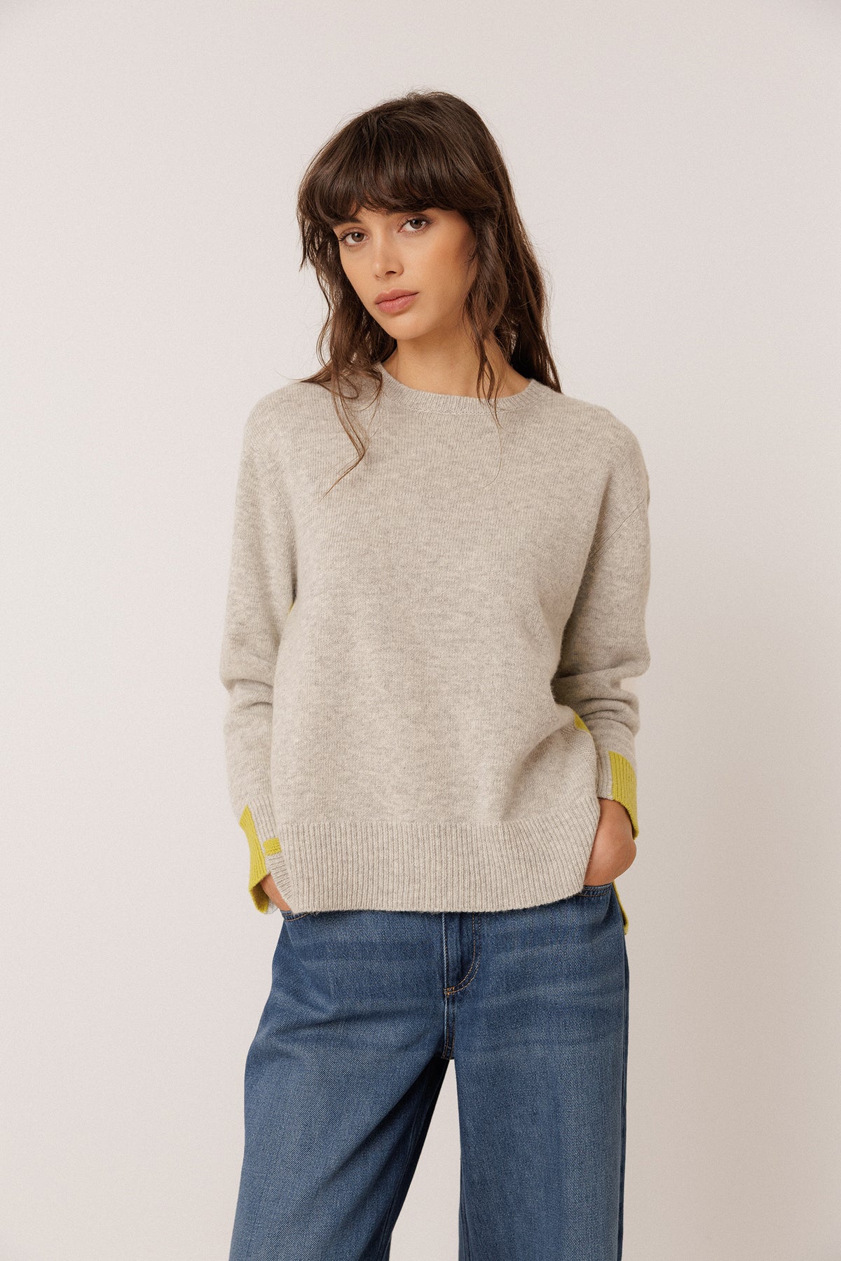 FLUORESCENT-DETAIL SWEATER WITH CASHMERE