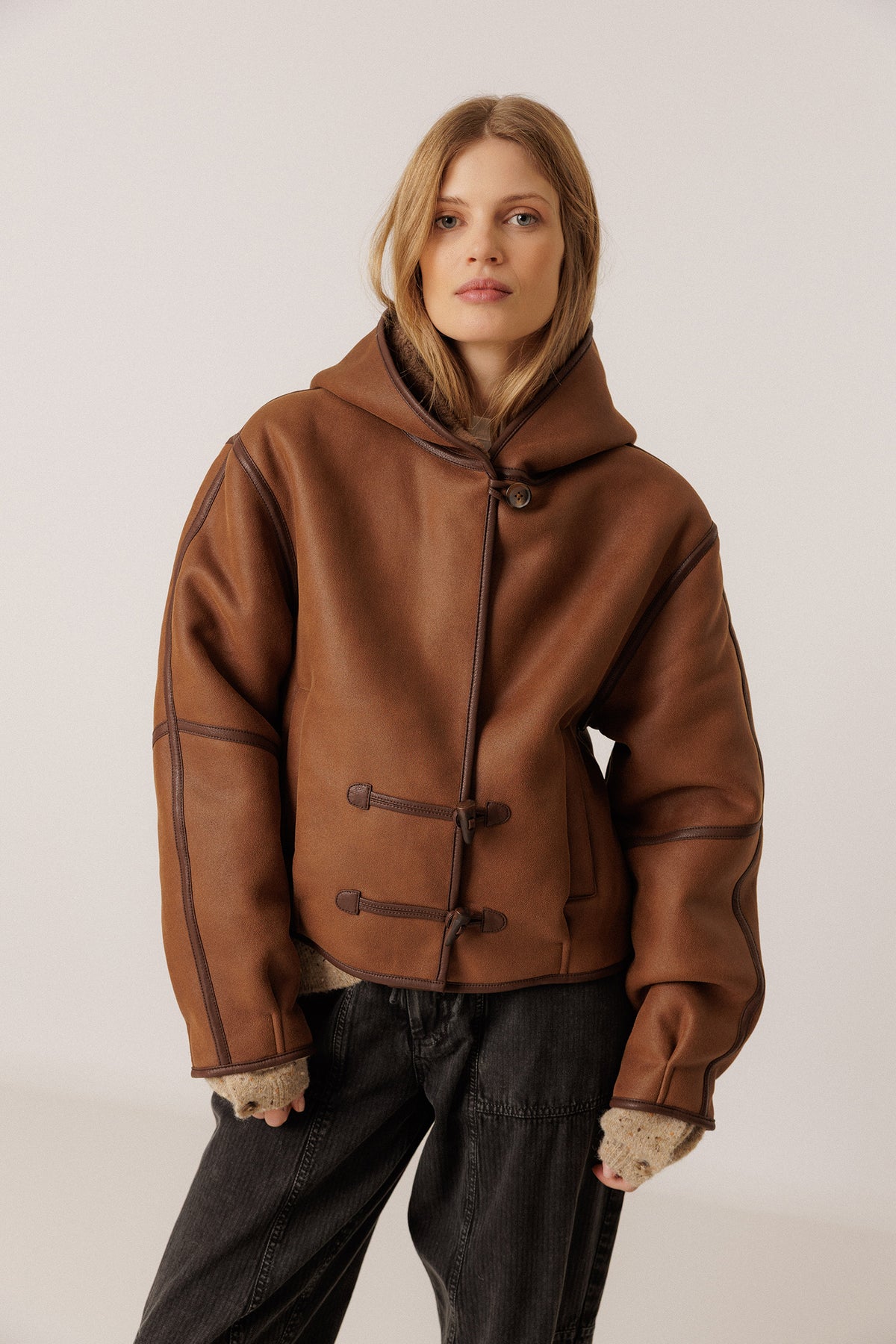 HOODED BOMBER-STYLE JACKET