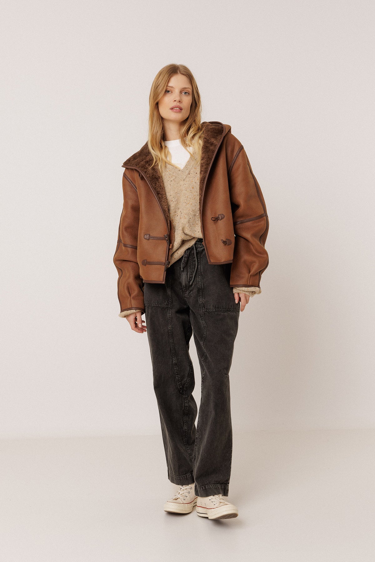 HOODED BOMBER-STYLE JACKET