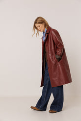 LONG LEATHER-EFFECT COAT