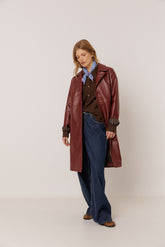 LONG LEATHER-EFFECT COAT