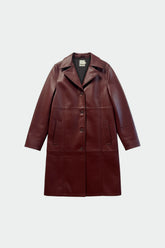 LONG LEATHER-EFFECT COAT