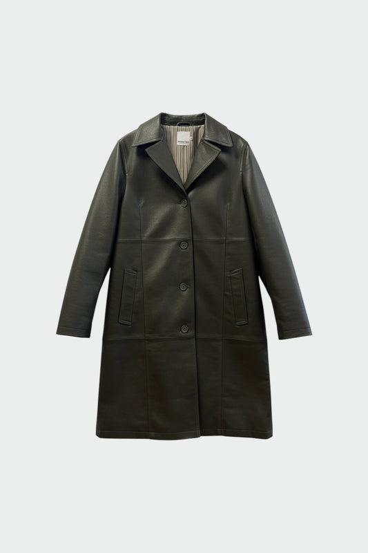 LONG LEATHER-EFFECT COAT 5