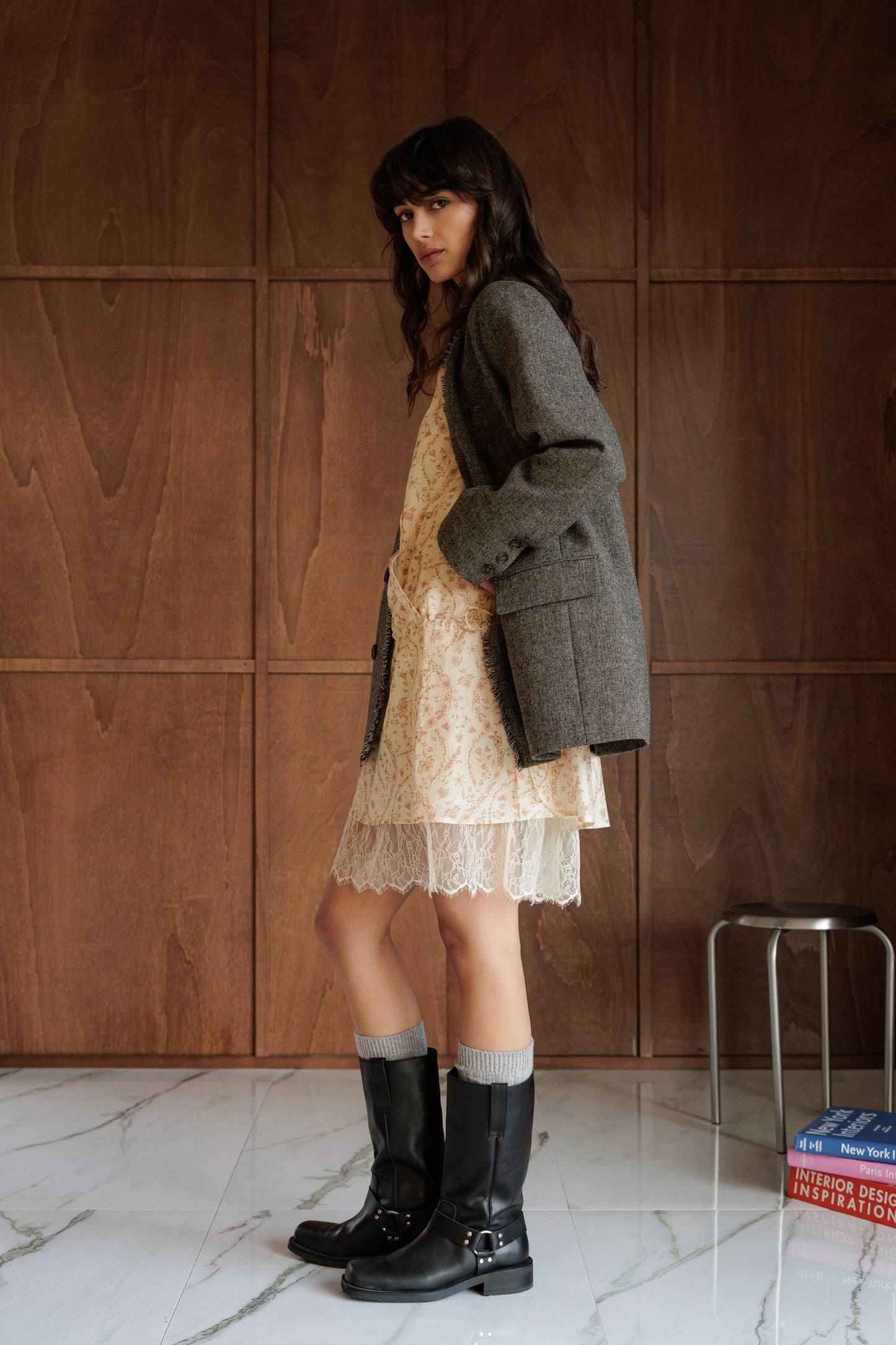 FRAYED WOOL BLAZER