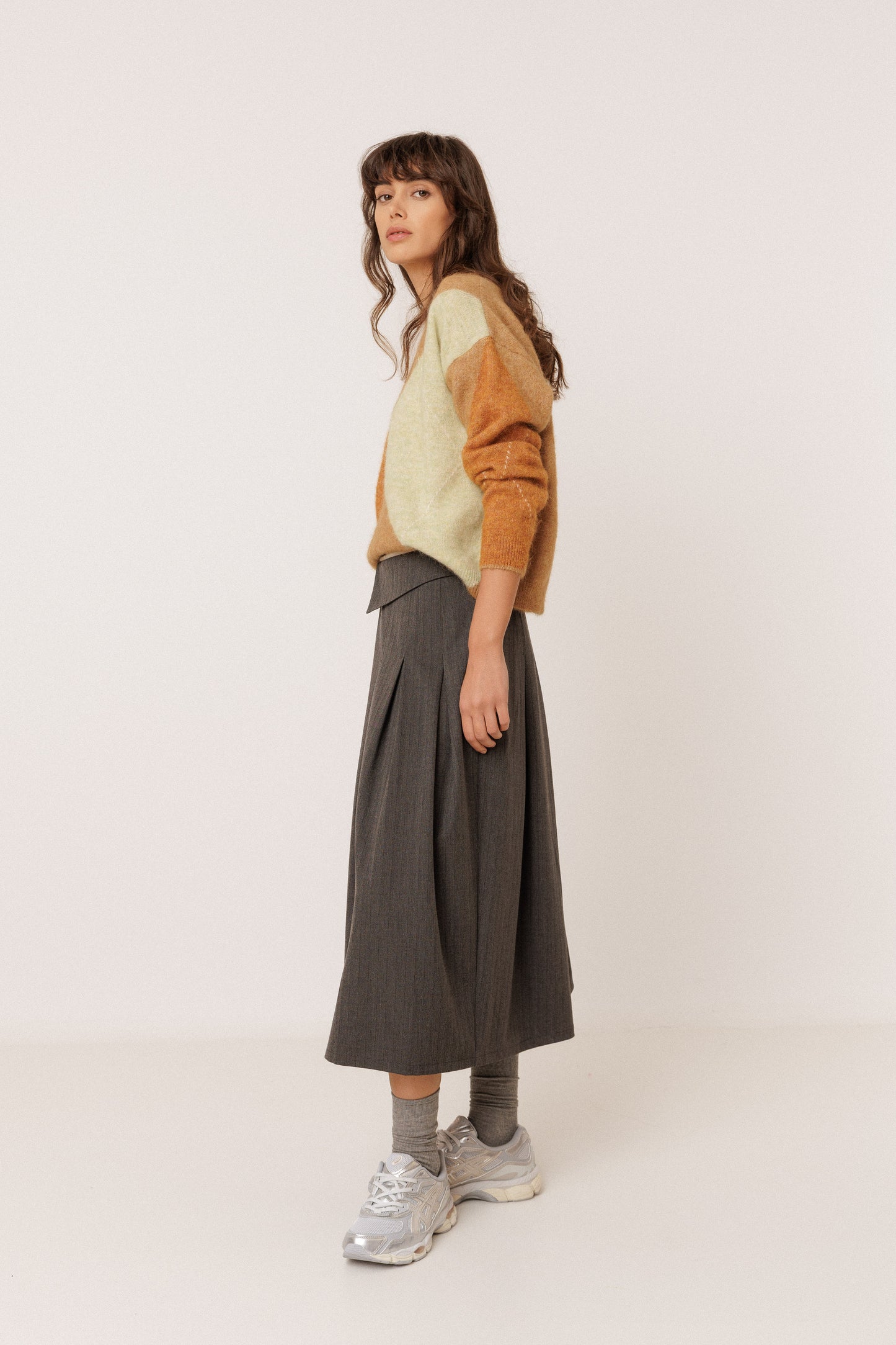 PLEATED CROSSOVER SKIRT