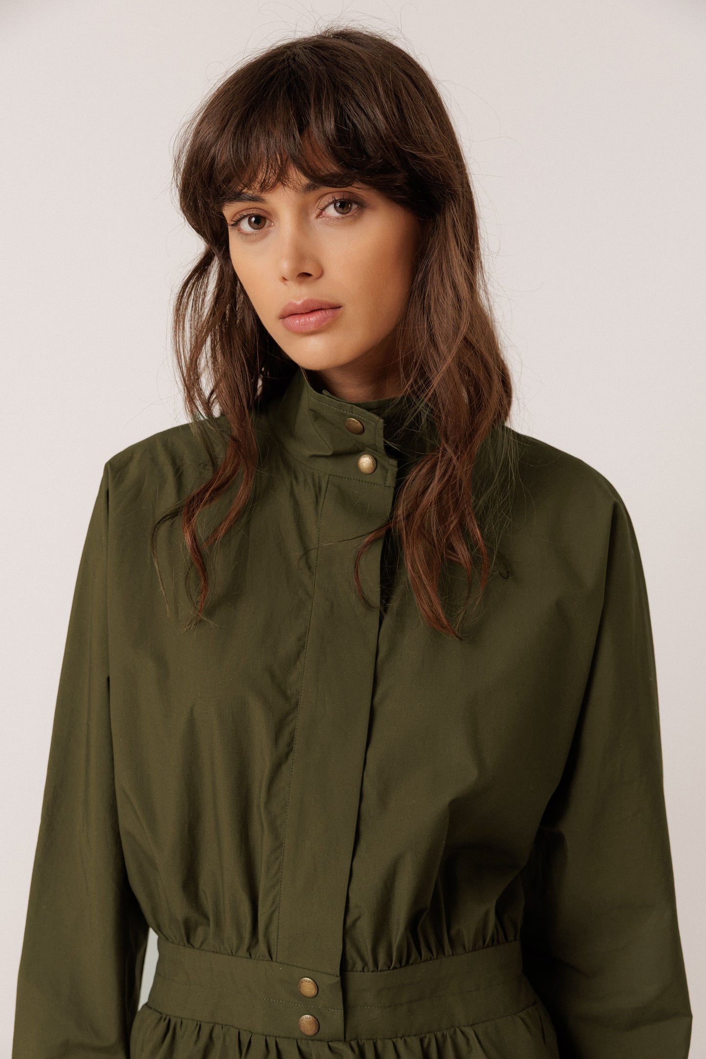HIGH-NECK POPLIN DRESS