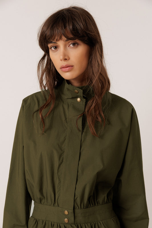 HIGH-NECK POPLIN DRESS 2