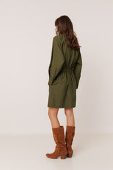 HIGH-NECK POPLIN DRESS