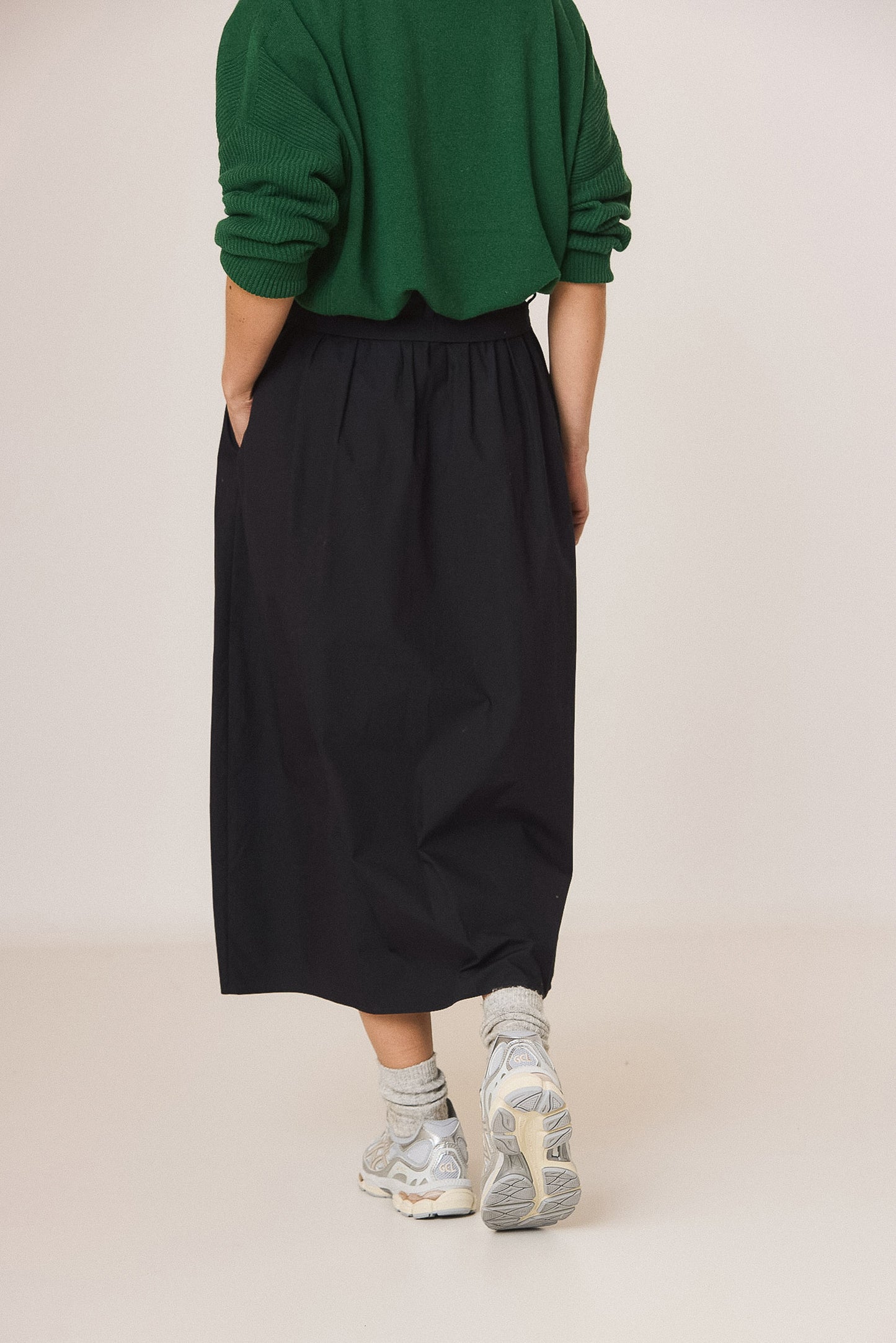 POPLIN MIDI SKIRT