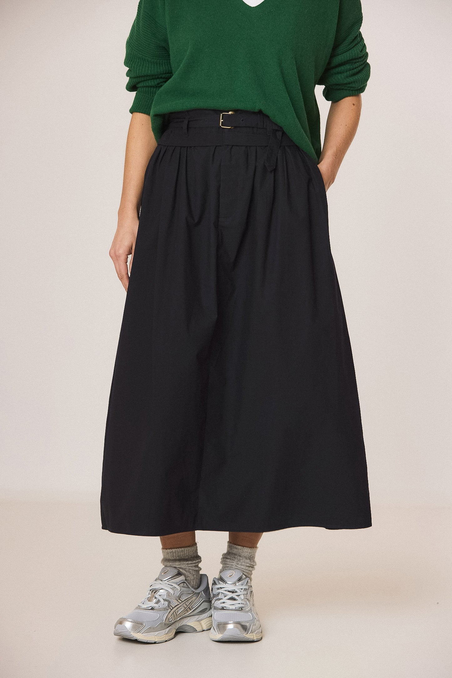 POPLIN MIDI SKIRT