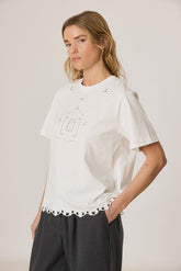 T-SHIRT WITH MONOGRAM DRAWING CUTOUT