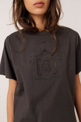 T-SHIRT WITH MONOGRAM DRAWING CUTOUT