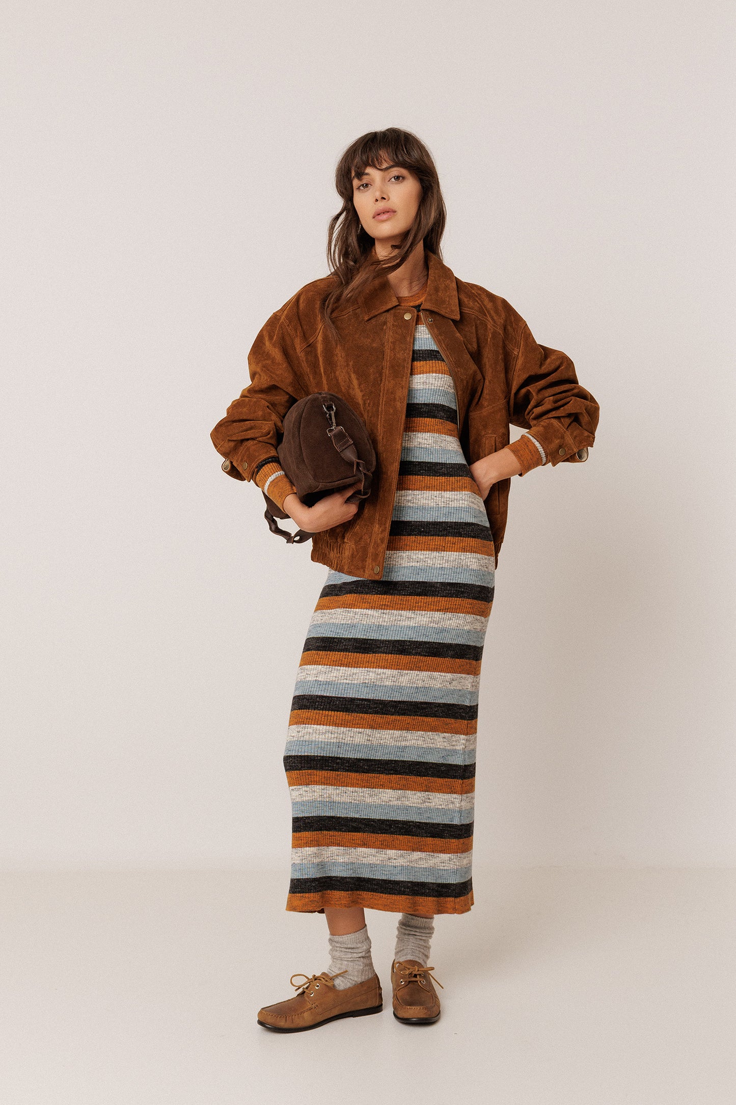STRIPED DRESS WITH MERINO