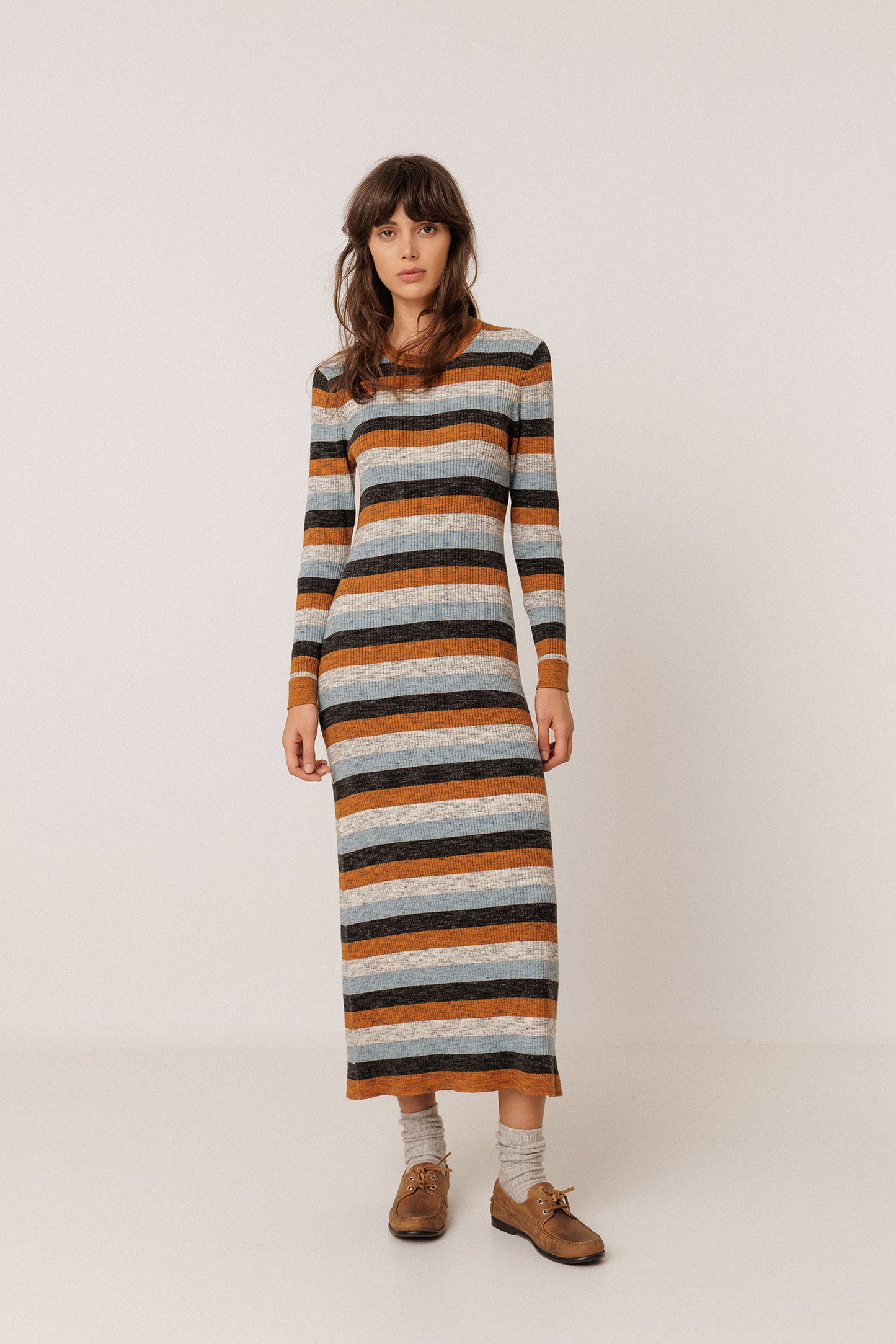 STRIPED DRESS WITH MERINO