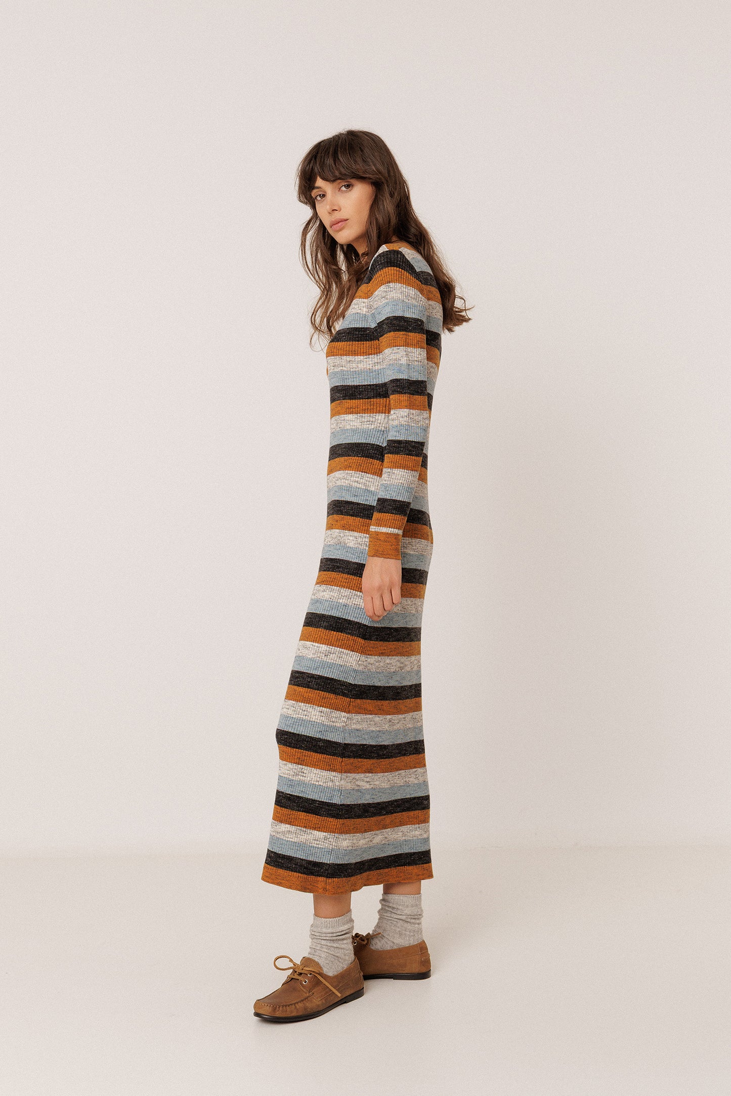 STRIPED DRESS WITH MERINO