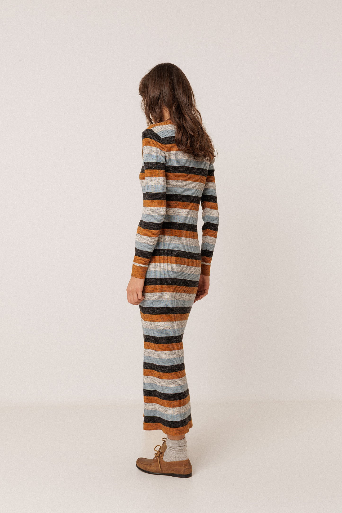 STRIPED DRESS WITH MERINO