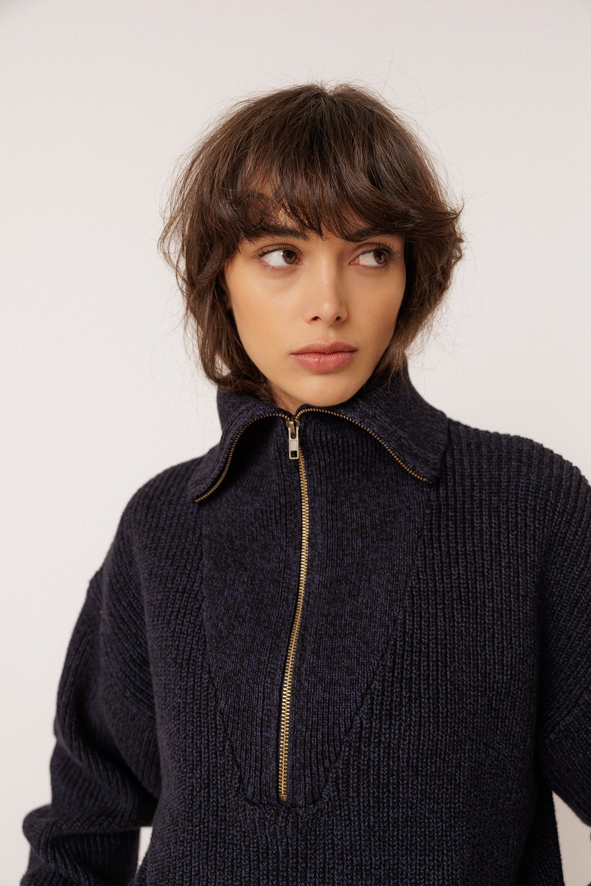 ZIP SWEATER WITH MERINO