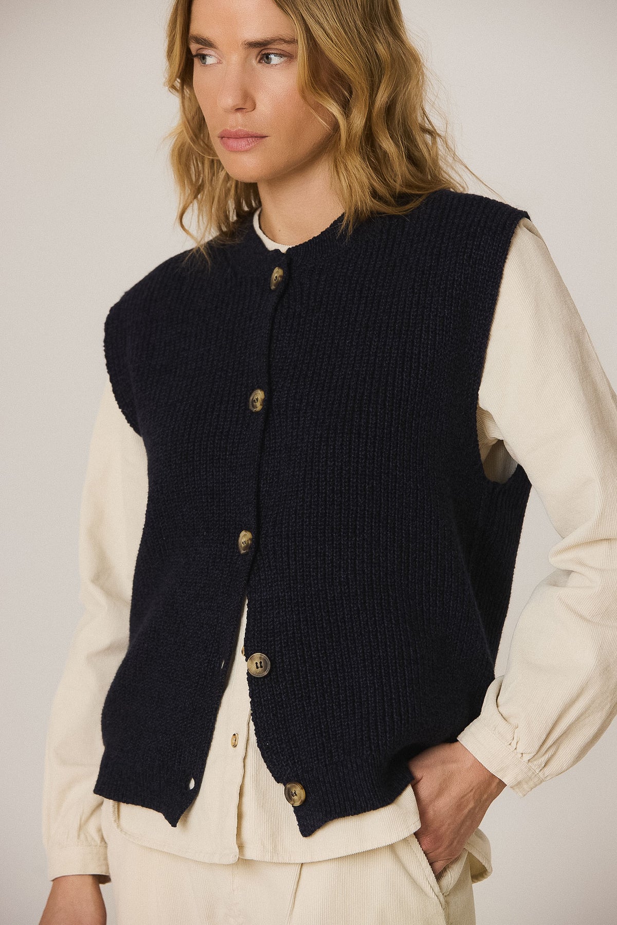 RIB-KNIT VEST WITH MERINO
