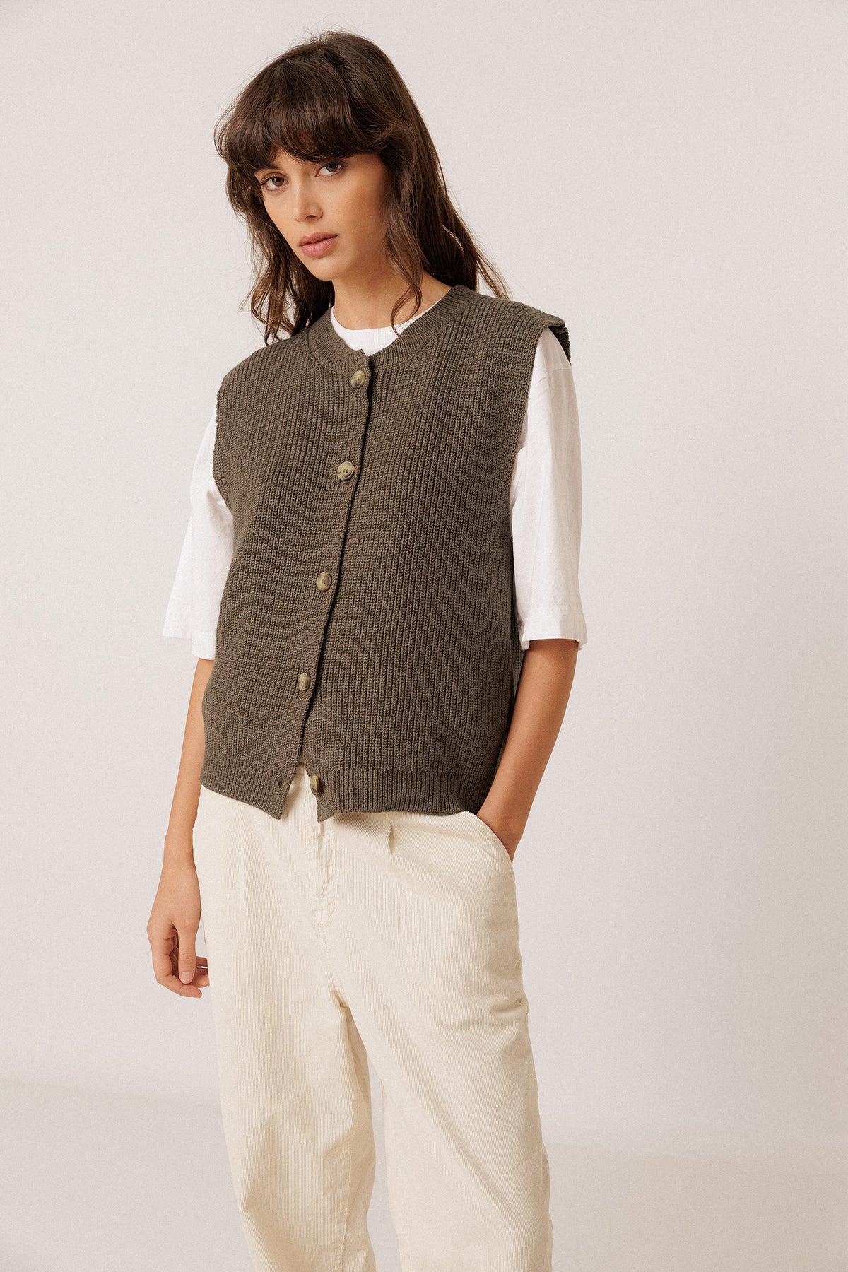 RIB-KNIT VEST WITH MERINO