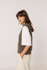 RIB-KNIT VEST WITH MERINO