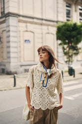 COTTON CROCHET POLO