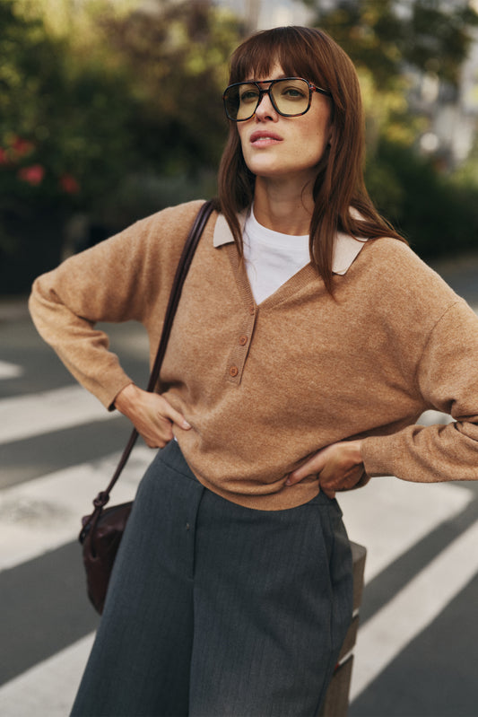 MERINO WOOL SWEATER WITH CONTRAST COLLAR 4